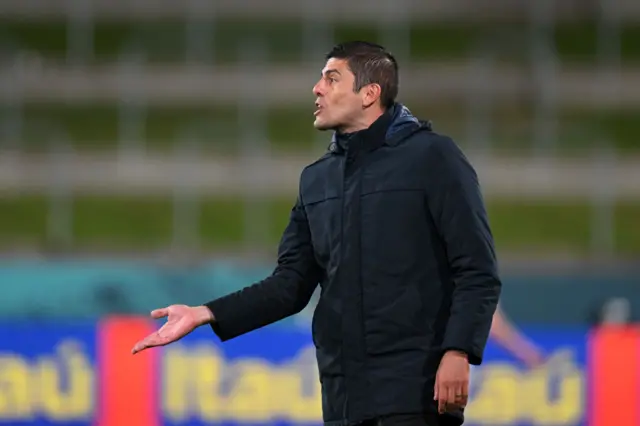 Francisco Neto shouts instructions on to his Portugal players.