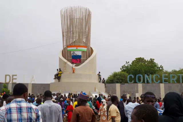 Coup supporters take to the streets after the army seized power in Niamey, Niger on July 27, 2023.