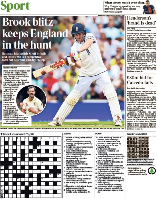 The Times back page