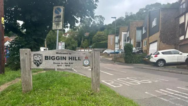 A sign reads 'welcome to Biggin Hill'