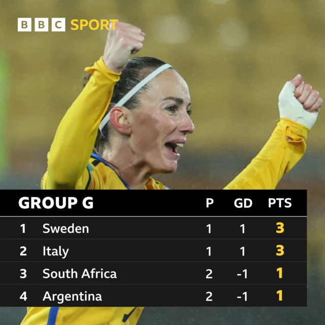 Group G - Sweden, Italy, South Africa, Argentina