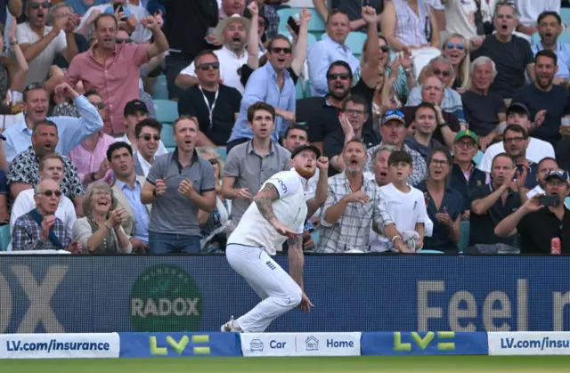 Ben Stokes' boundary catch to dismiss Pat Cummins