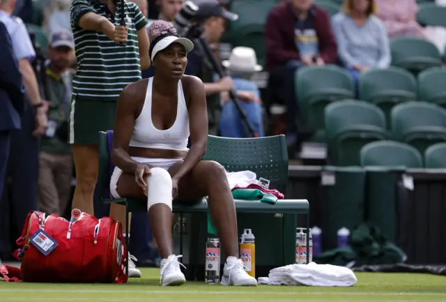 Venus Williams of the U.S. after sustaining an injury