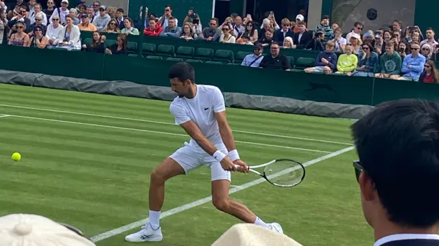 Novak Djokovic practicing at Wimbledon