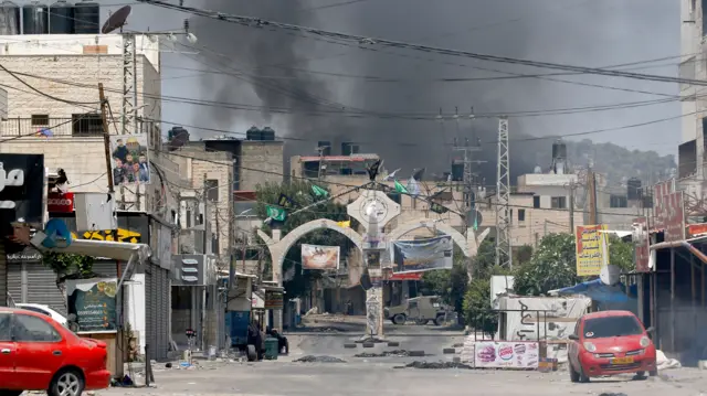 Smoke rising from Jenin