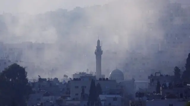 Smoke rises over Jenin after Israeli air strike