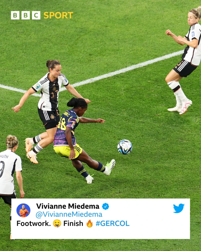 Vivianne Miedema tweets her admiration for Caicedo.