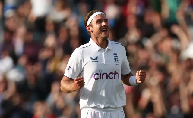 Stuart Broad celebrates