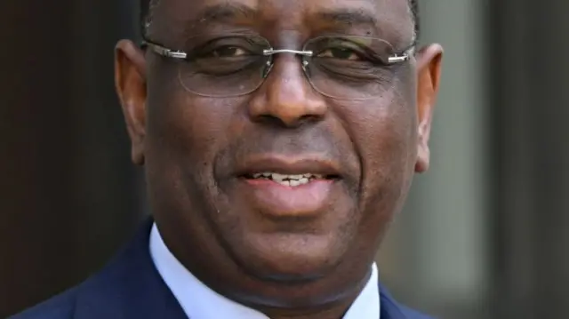 Macky Sall, President of Senegal pose prior to their meeting at the Presidential Elysee Palace in Paris, France on June 23, 2023