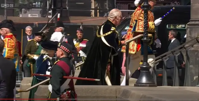 The King and Queen Camilla arrive at St Giles' Cathedral