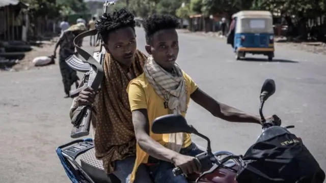 Members from Amhara militia are seen in Shewa Robit, Ethiopia - December 2021