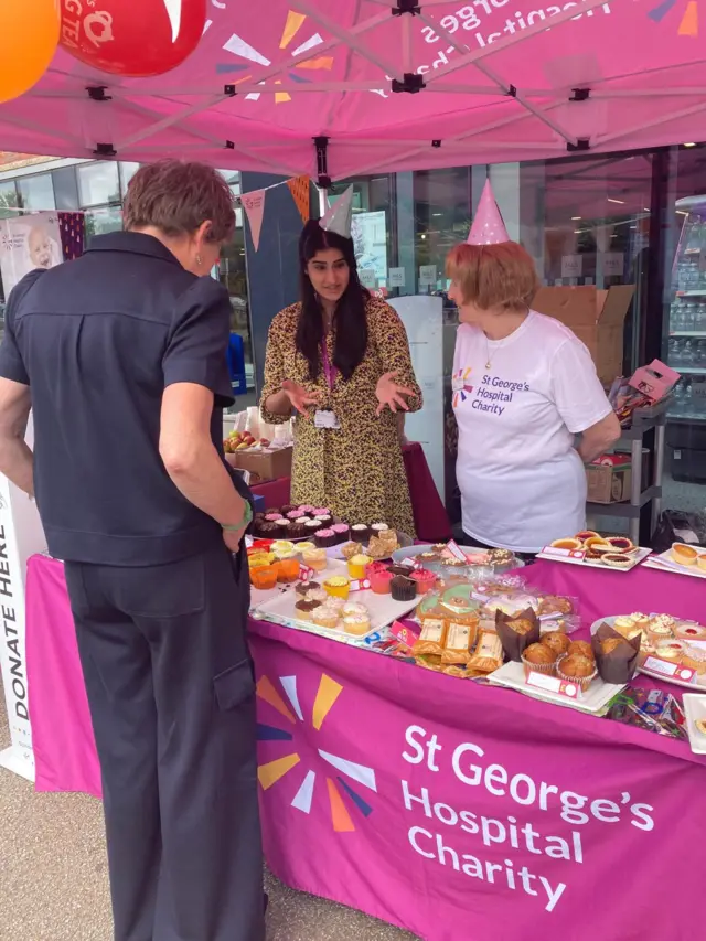 Bake sale outside St George's Hospital