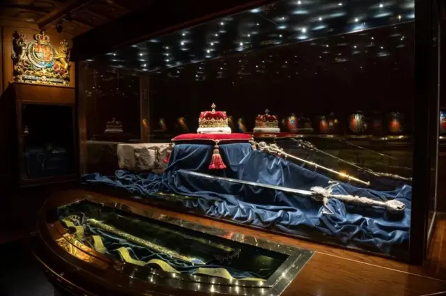 The Honours of Scotland are usually on display at Edinburgh Castle