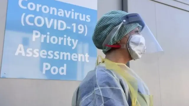 A nurse in protective equipment at a Covid-19 testing centre in Northern Ireland in 2020