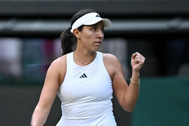 Jessica Pegula fist pumps after winning her match