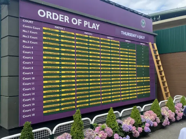 Wimbledon order of play