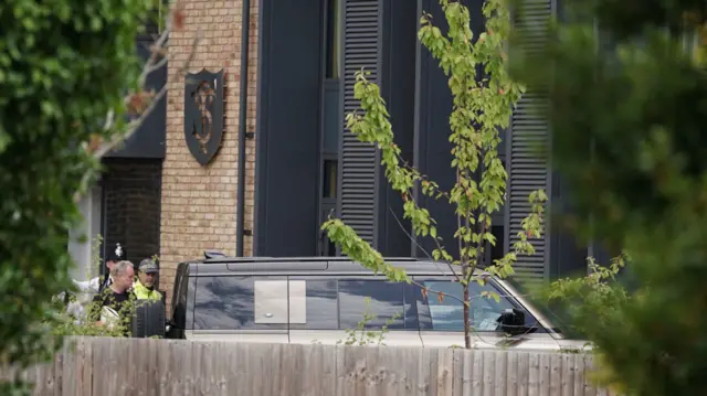 The Land Rover which crashed into the school