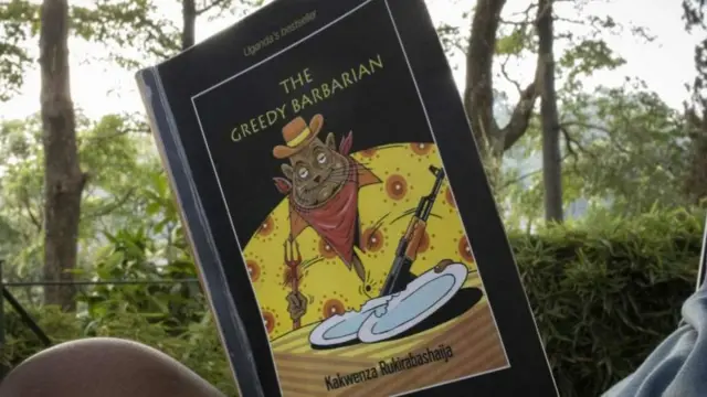 A copy of "The greedy barbarian" authored by Ugandan novelist Kakwenza Rukirabashaija