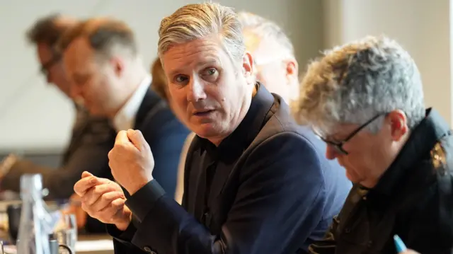 Keir Starmer speaking during a meeting