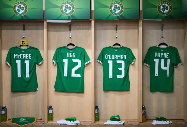 Republic jerseys hang in the dressing room