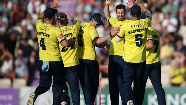 Hampshire celebrate taking wicket