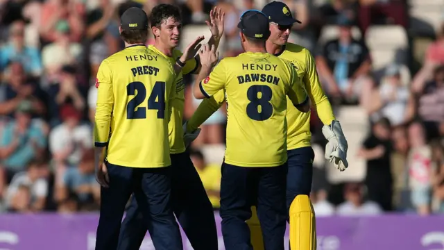 Hampshire celebrate taking wicket