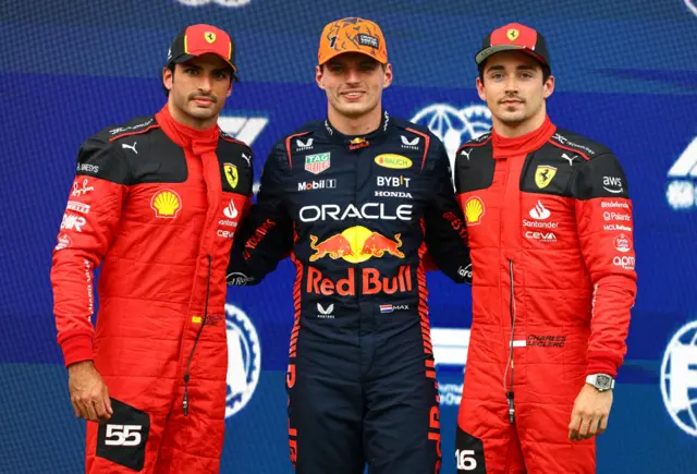 Carlos Sainz, Max Verstappen and Charles Leclerc after Austrian Grand Prix qualifying