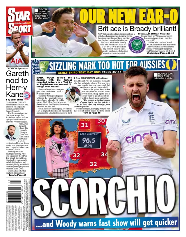 Back page of the Daily Star on 7 July