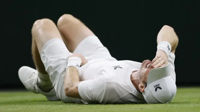 Andy Murray clutches his groin