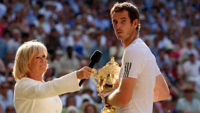 Andy Murray with the Wimbledon trophy
