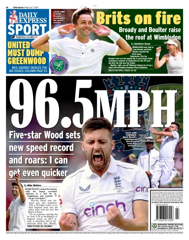 Back page of the Daily Express on 7 July