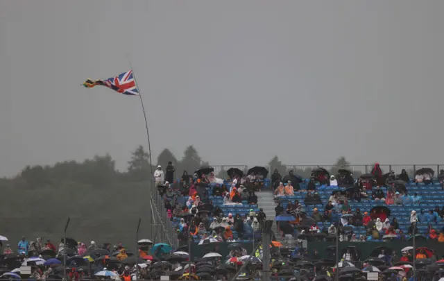 Fans in the rain at Silverstone