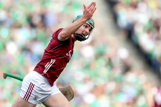 Cathal Mannion celebrates scoring for Galway