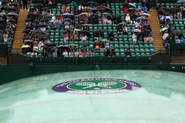 The courts outside are covered because of rain