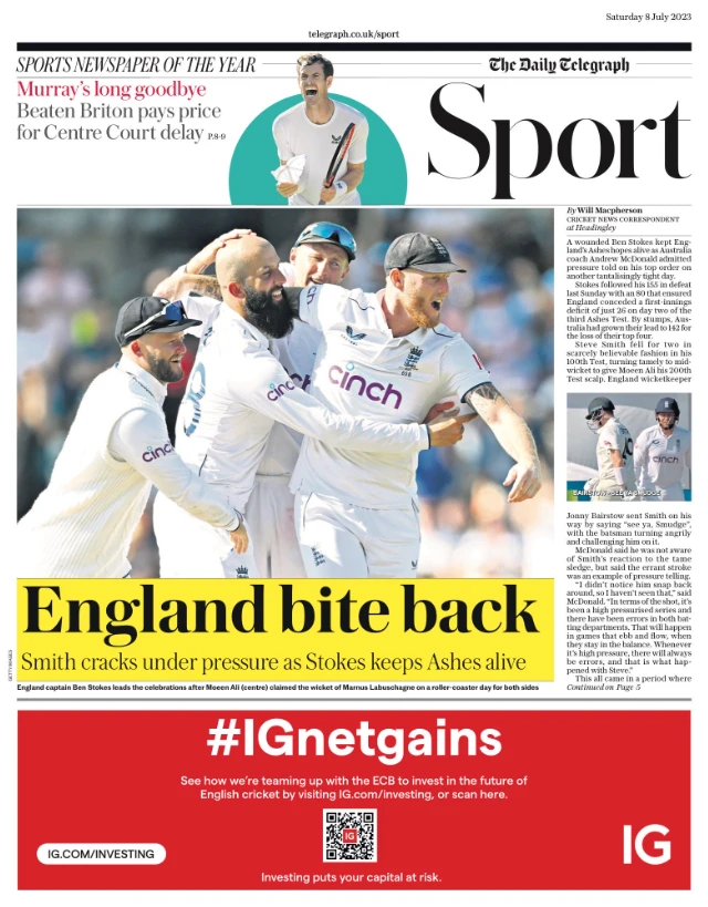 Daily Telegraph sports page