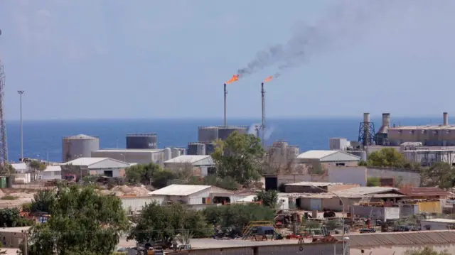 general view of the port and Zawia Oil Refinery, 55 km (34 miles) west of the city of Tripoli