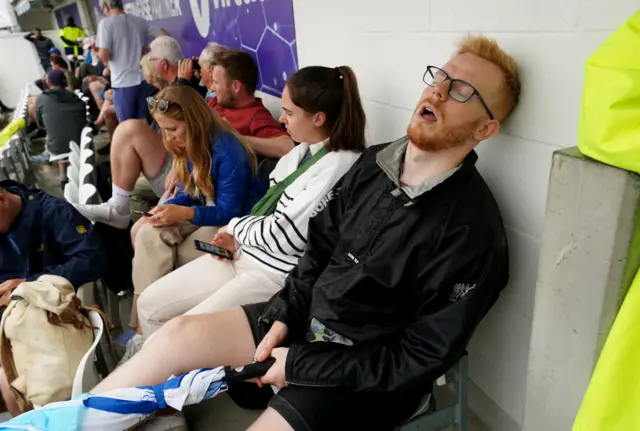 Fan asleep in rain delay at Headingley