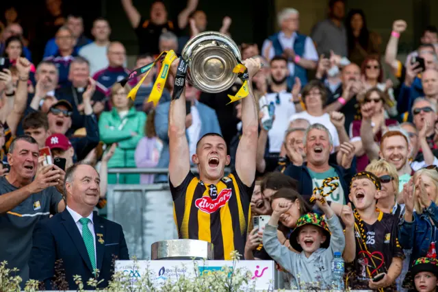 Kilkenny’s Eoin Cody lifts the Bob O’Keefe Cup