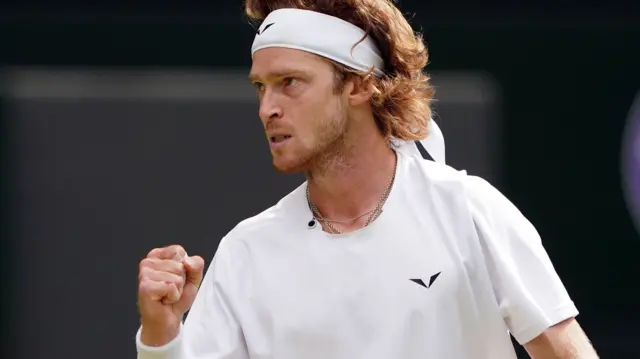 Andrey Rublev celebrates