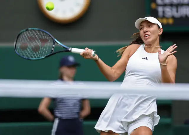 Jessica Pegula plays a forehand shot