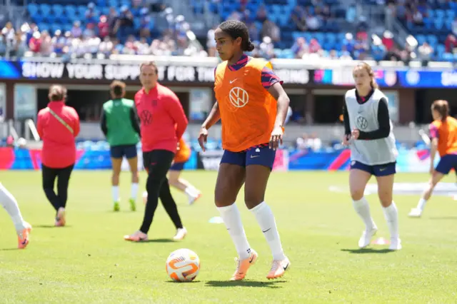 Naomi Girma #4 of the United States during warmups