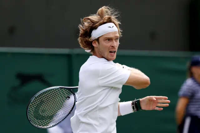 Andrey Rublev hits a forehand shot