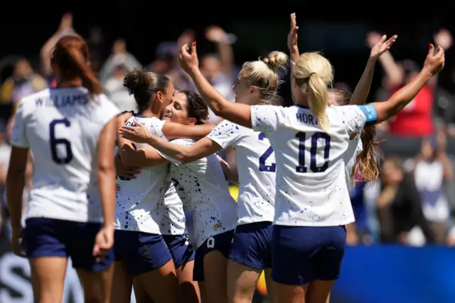 American players celebrate