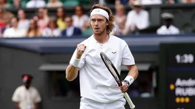 Andrey Rublev celebrates