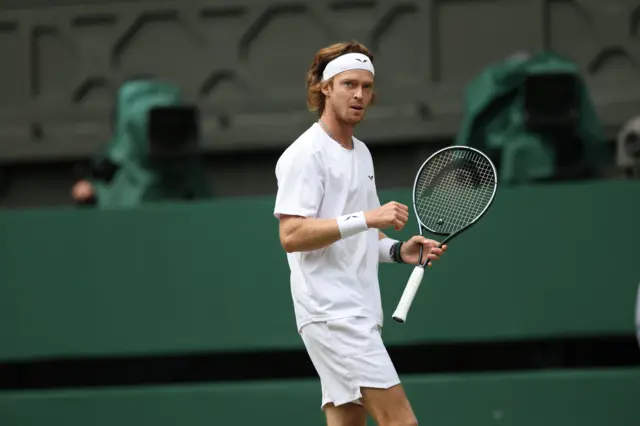 Andrey Rublev pumps his fist