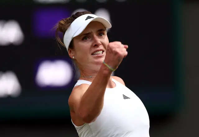 Elina Svitolina punches her fist in celebration