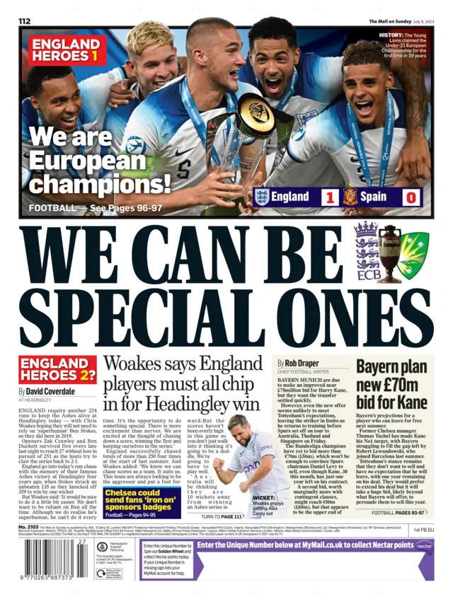 Mail on Sunday back page