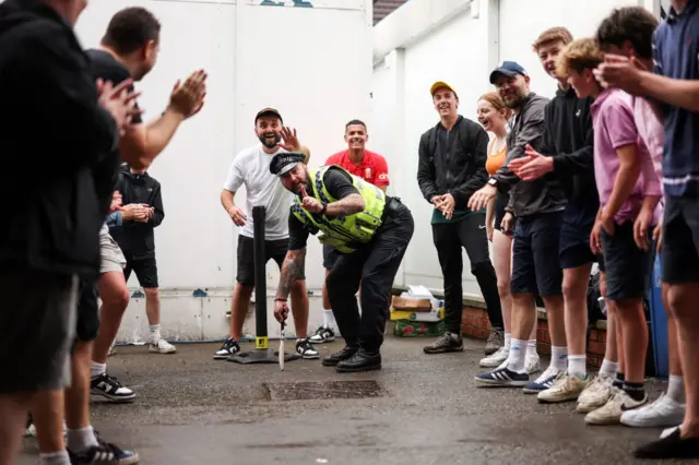 Policeman batting at Headingley