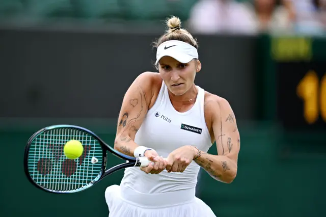 Marketa Vondrousova hits a backhand shot