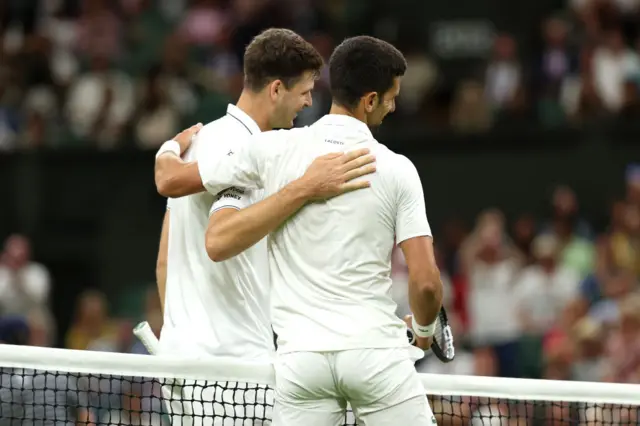 Hubert Hurkacz and Novak Djokovic